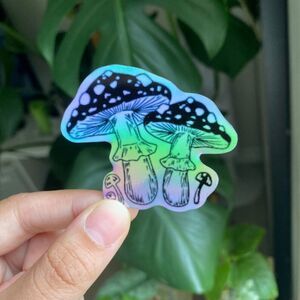 3/$20 Vinyl Mushrooms Holographic Sticker